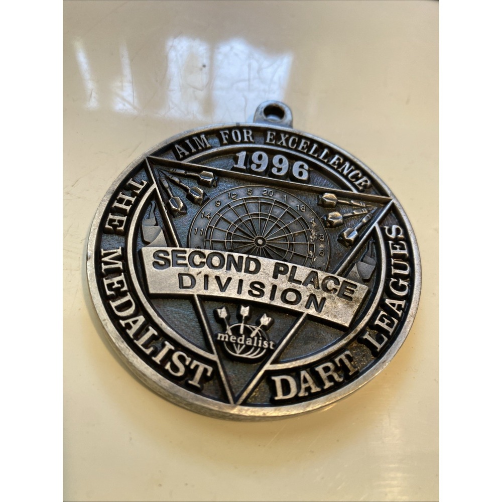 Vintage Heavy Award Medal The Medalist DART Leagues 2nd Place Division 1996 5.6